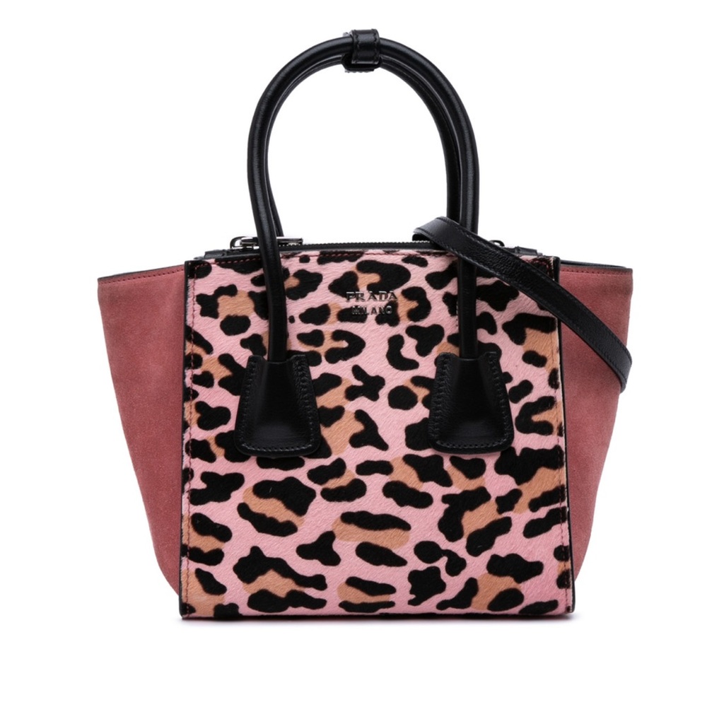 Prada Pink and Black Leopard Print Satchel